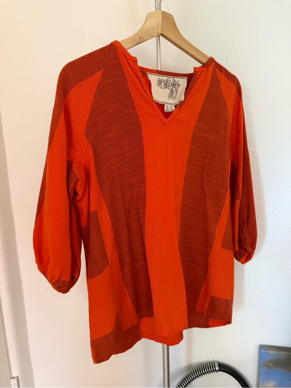 Ace & Jig Bright Red and Orange V-Neck Women’s Top